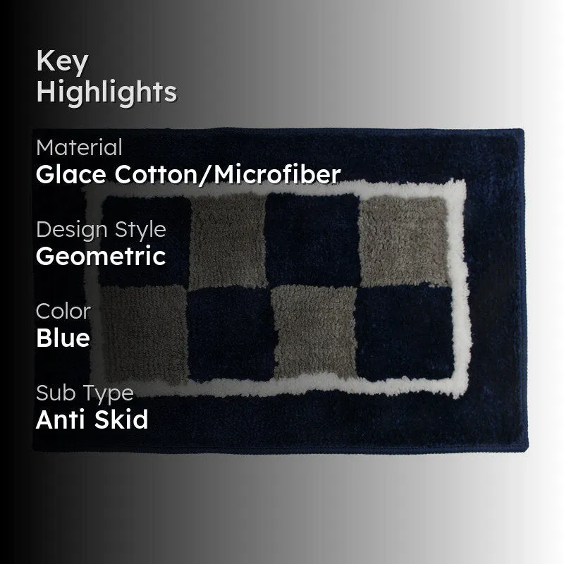 Zerix Cotton Bath Mat - Blue & White media 2