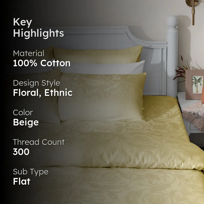 Bloom Bold Jacquard Cotton Bedsheet (Ivory) - 300 TC media 2