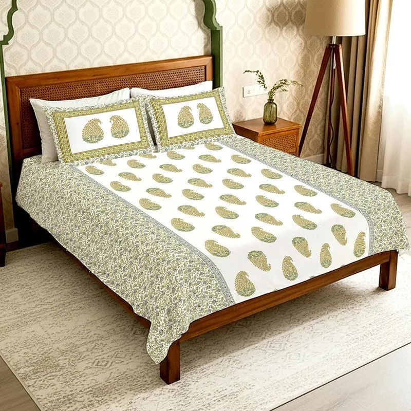 Urban Space Classic Minimal Cotton Bedsheet (Green) - 300 TC media 1