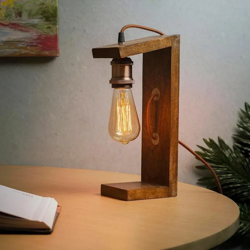 Rustic Aura Wooden Table Lamp media 1