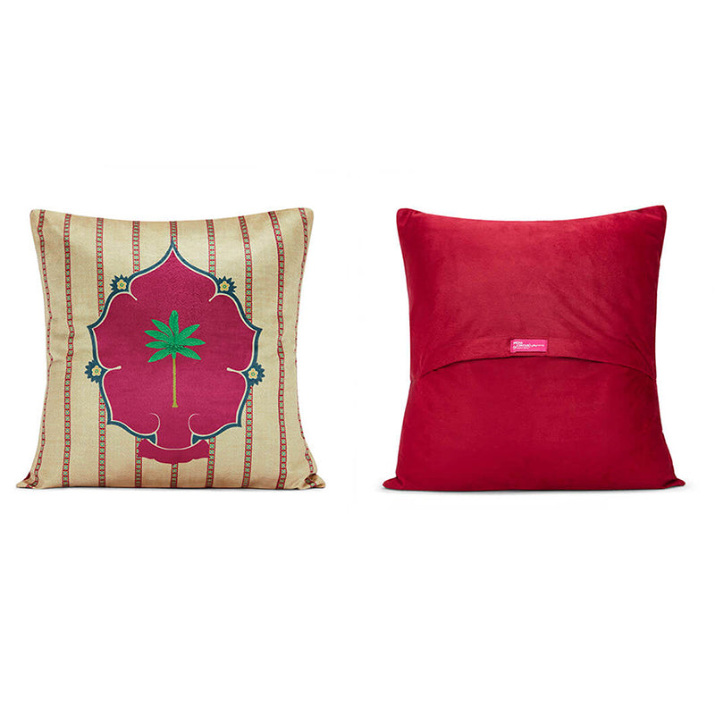India Circus Roots & Fronds Printed Velvet Cushion Cover - Set Of Five media 5