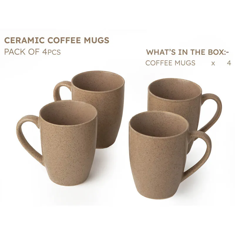 Sip & Style Ceramic Coffee Mug (Bamboo Brown/300 mL Each) - Set Of Four media 4