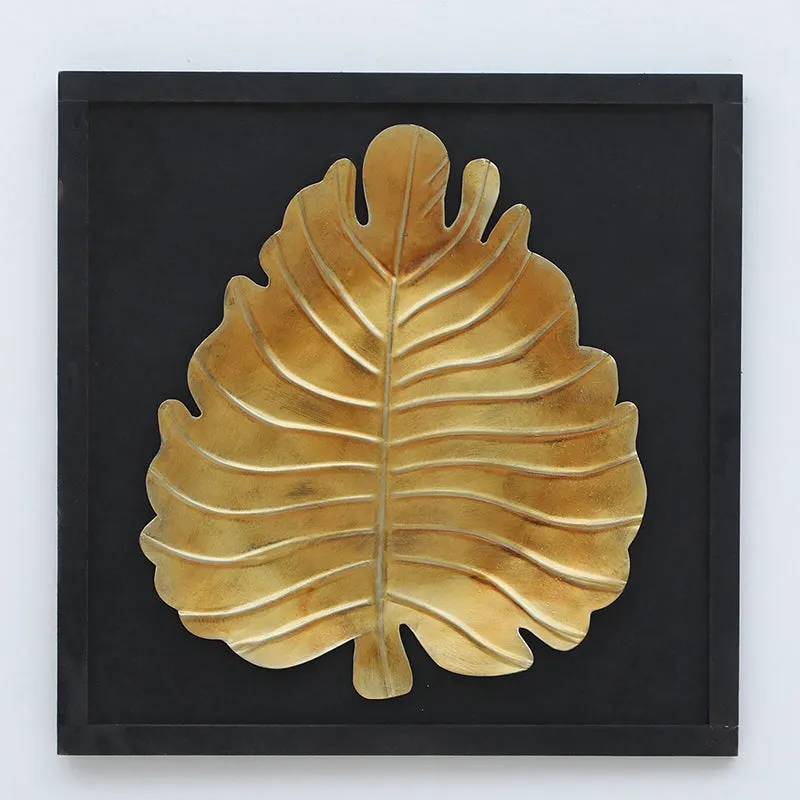 Solitary Leaf Iron Wall Accent With Wooden Frame media 3