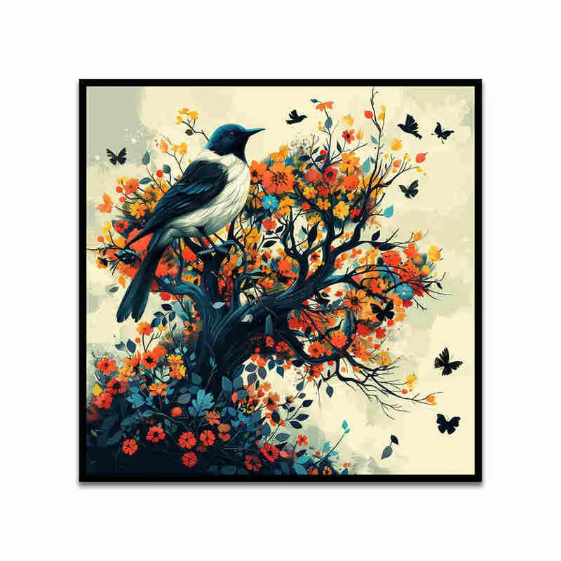 Birds Of Fall Canvas Wall Art With Frame media 4