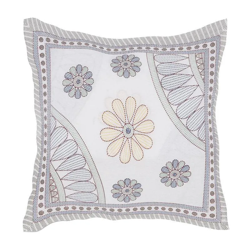 Madviya Floral Diwan Set (Grey & Yellow) - Six Piece Set media 3