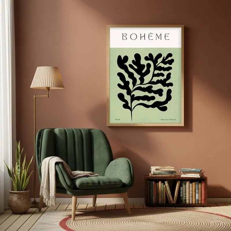 Verdant Muse Canvas Wall Painting With Brown Frame media 1