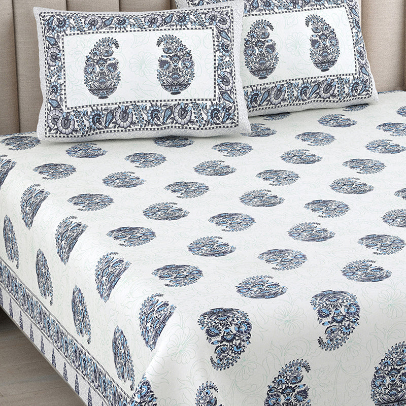 Paisley Dream Cotton Bedsheet (Grey) - 144 TC media 3