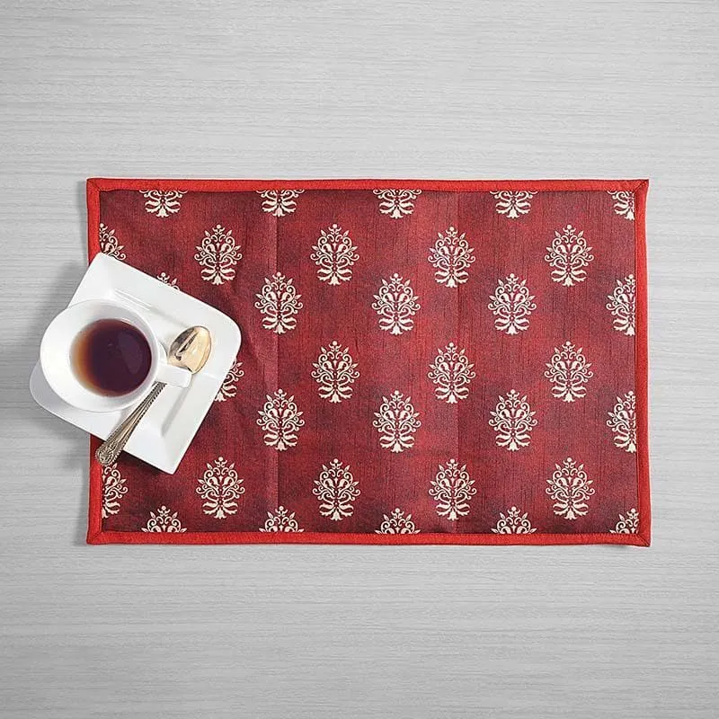 Swayam Ethnic Maroon Printed Placemats - Set Of Two media 1