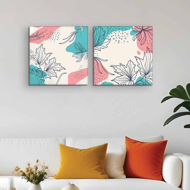 Whimsy Of Autumn Canvas Wall Painting - Set Of Two