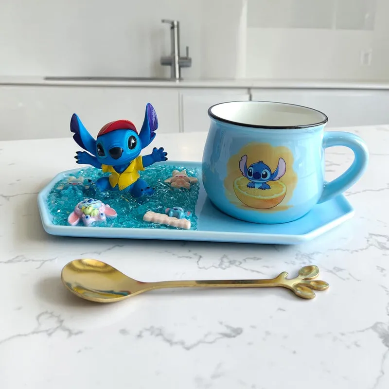 Citrus Splash Stitch Ceramic Coffee Mug With Tray (180 mL) - 3