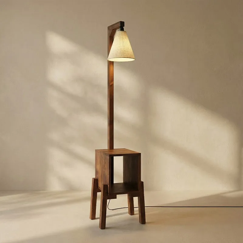 Dreyfus Wooden Floor Lamp With Shelf media 6