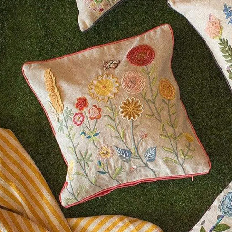 Ranunculus Embroidered Cushion Cover media 2