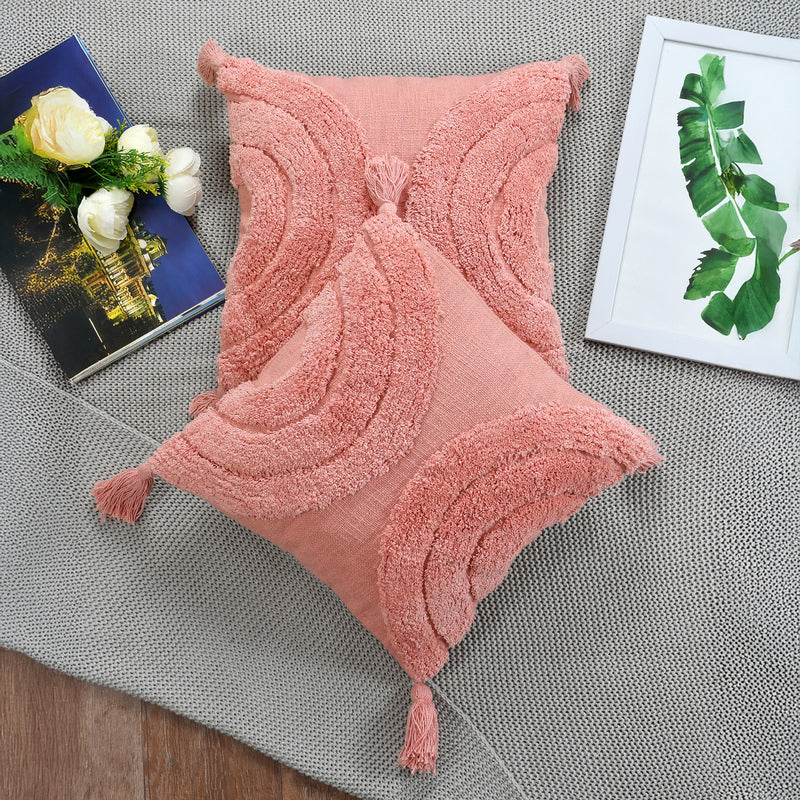 Aquila Cotton Tufted Cushion Cover (Pink) - Set Of Two media 2