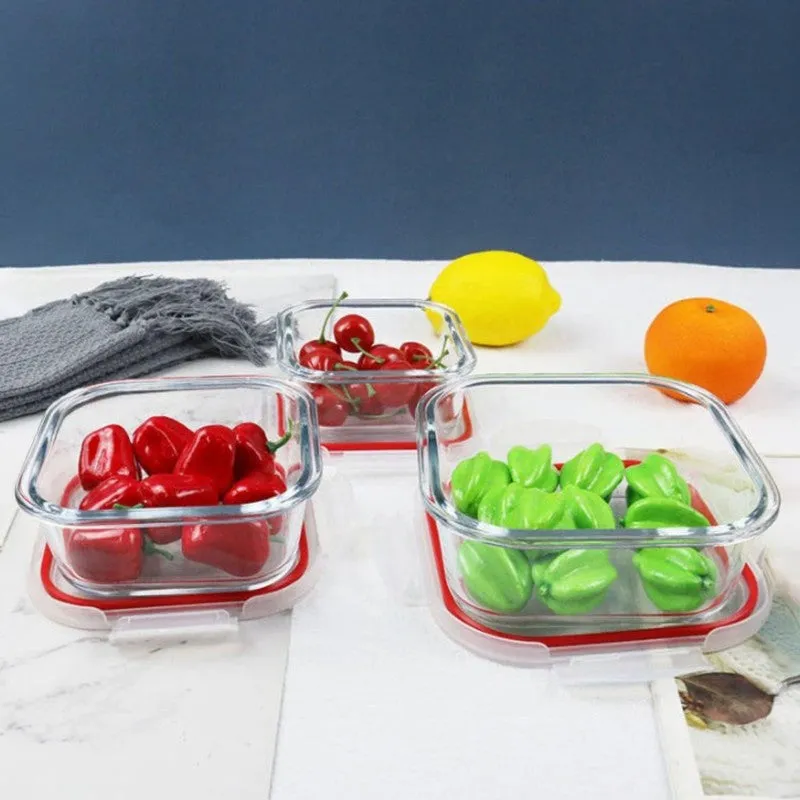 Fresh Seal Transparent Glass Container (800 mL,500 mL,300 mL) - Set Of Three media 3