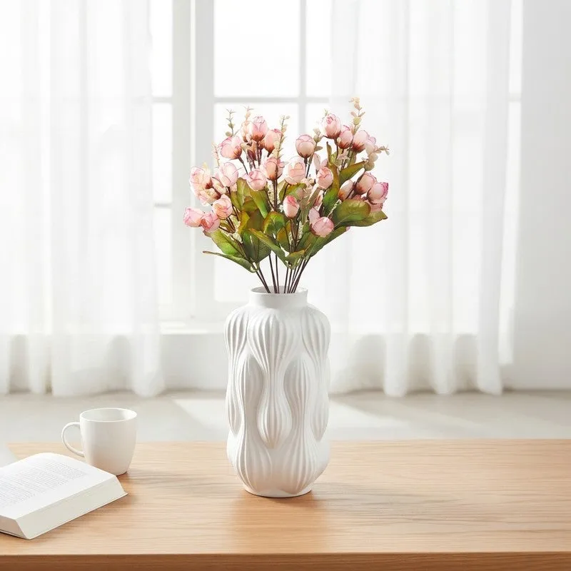 Cross Mini Rose Artificial Flower Bunch - Light Pink media 1
