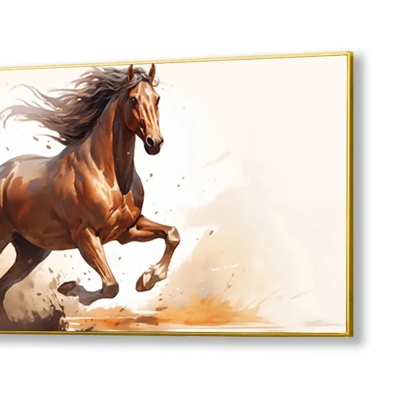 Golden Dusk Horse Canvas Wall Painting With Frame media 5