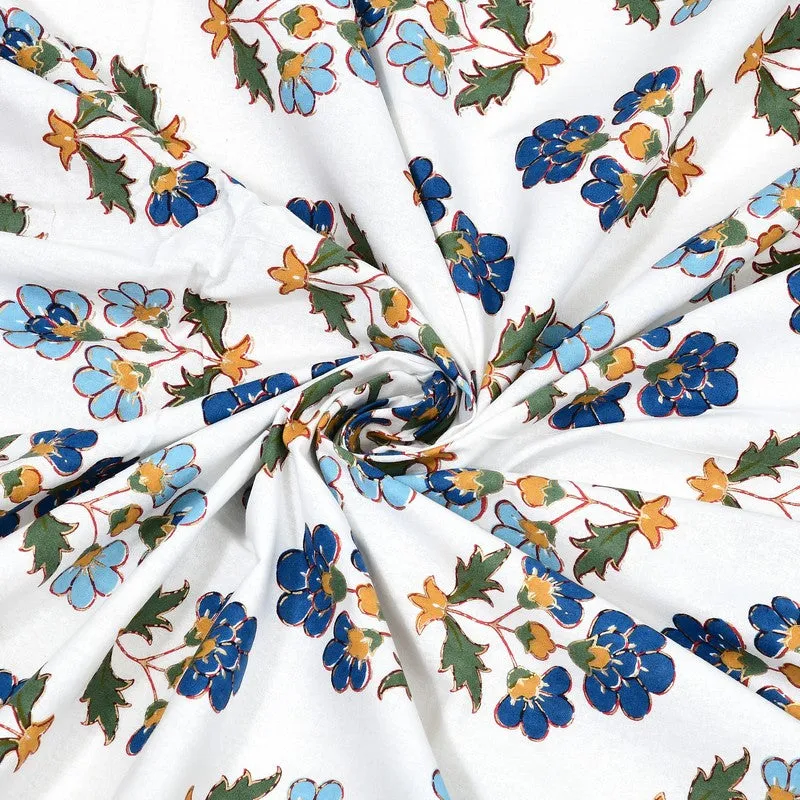 Shringar Cotton Bedsheet (Blue,White) - 180 GSM media 8