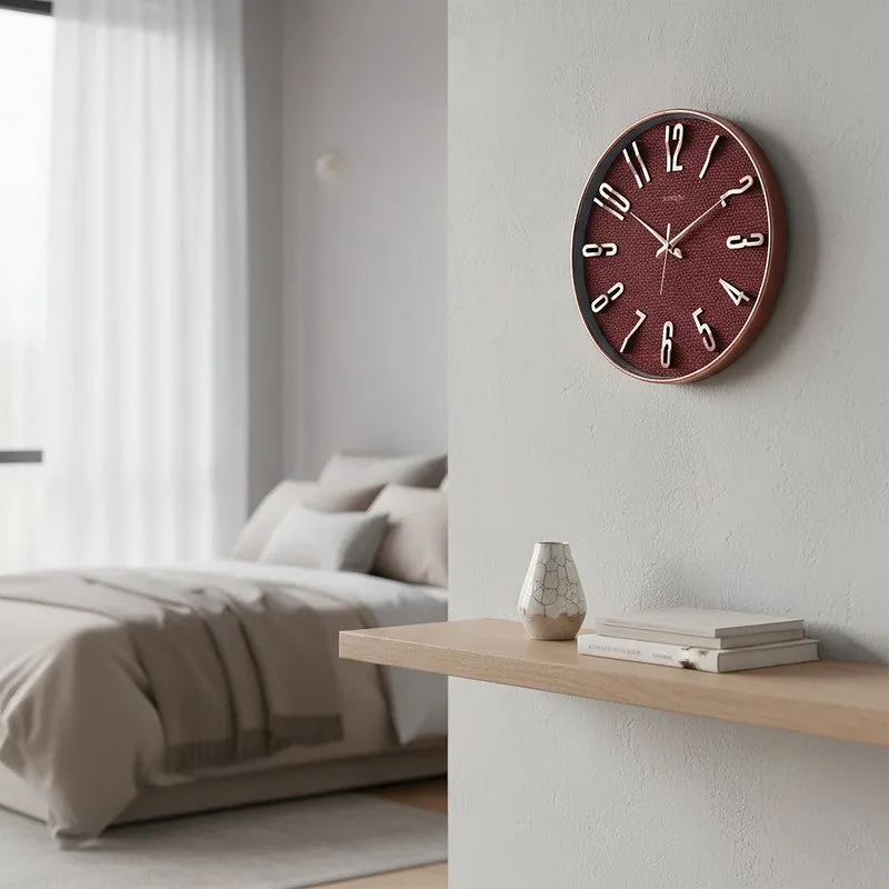 Elite Numeric Plastic Wall Clock - Red & Rose Gold media 5