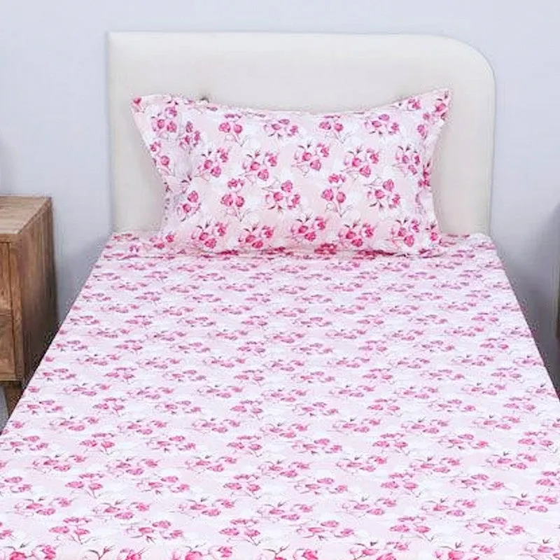 Gemonisis Printed Cotton Bedsheet (Pink) - 200 TC - 4