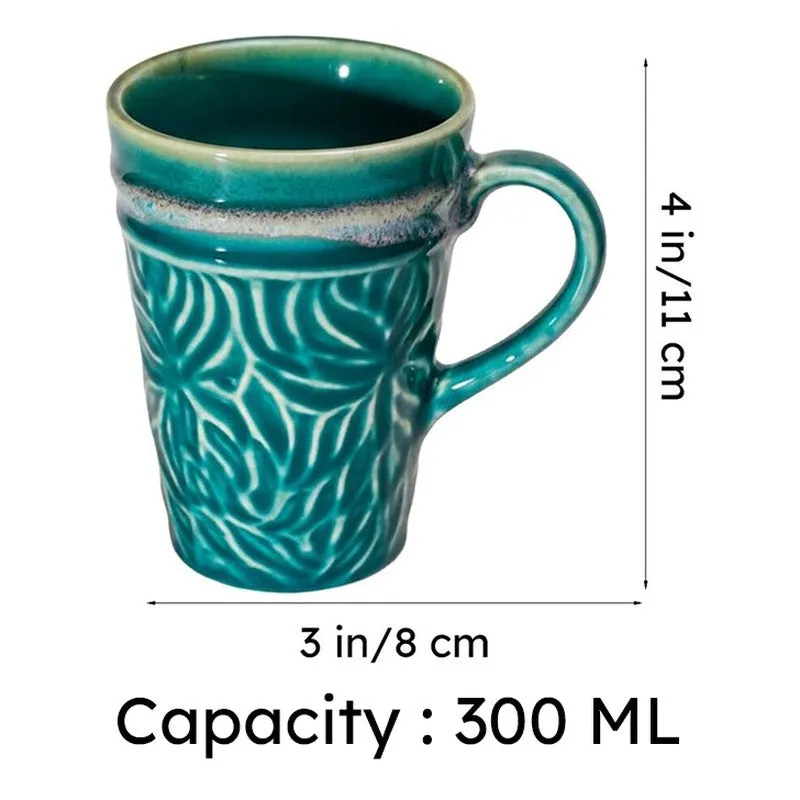 Ceramuse Ceramic Coffee Mug (300 mL Each/Teal Green) - Set of Eight media 7
