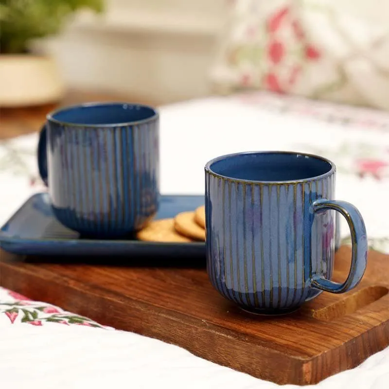 Cristie Ribbed Mugs And Tray Set (Cobalt) - Set Of Three media 3