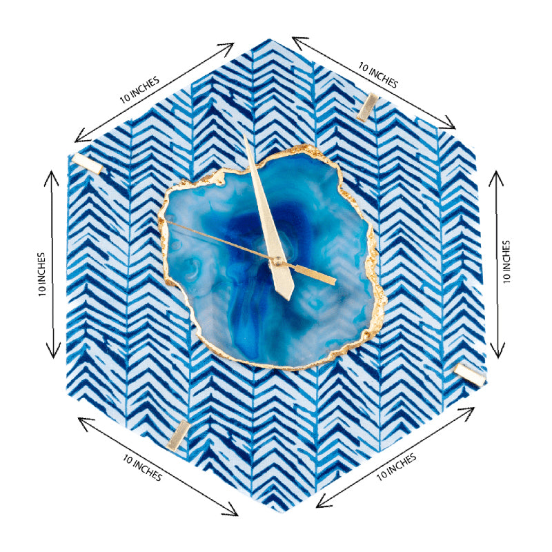 Azure Chevron MDF Wall Clock - Hexagon media 5