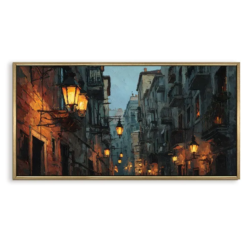 Lanterned Way Canvas Wall Painting With Frame media 3