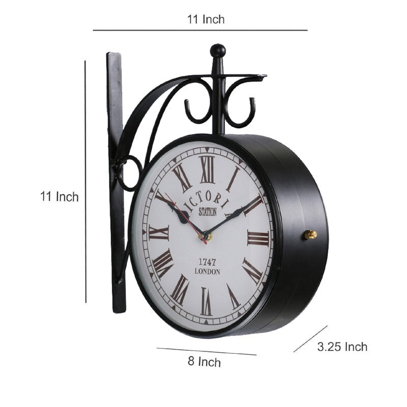 Forma Double Sided Roman Numeral Station Clock - Black & White media 5