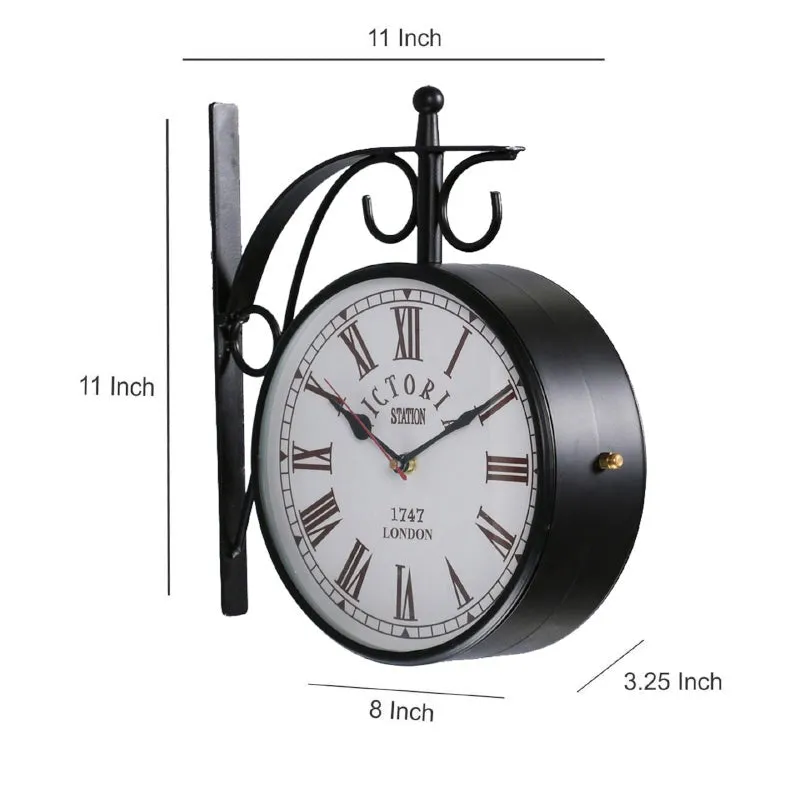 Forma Double Sided Roman Numeral Station Clock - Black & White media 5