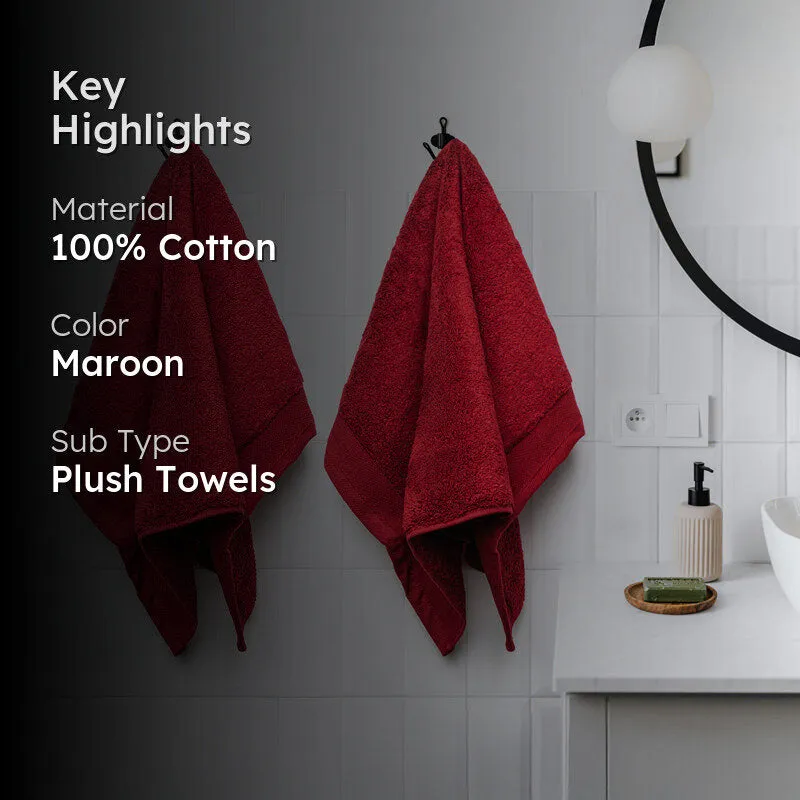 Micro Cotton Soft Serenity Solid Hand Towel (Red) - Set Of Two media 2