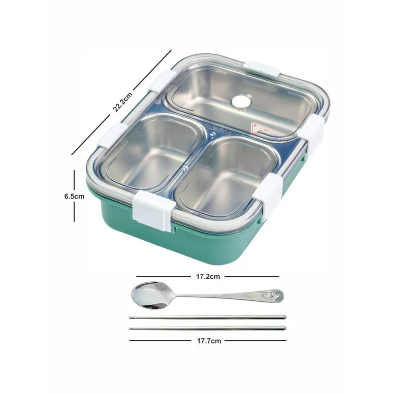 Vivi Kids Lunch Box with Compartments (Green) - 750 ML media 5