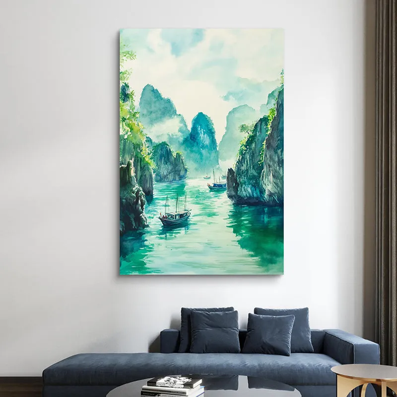 Turquoise Waterscape Wall Art media 1