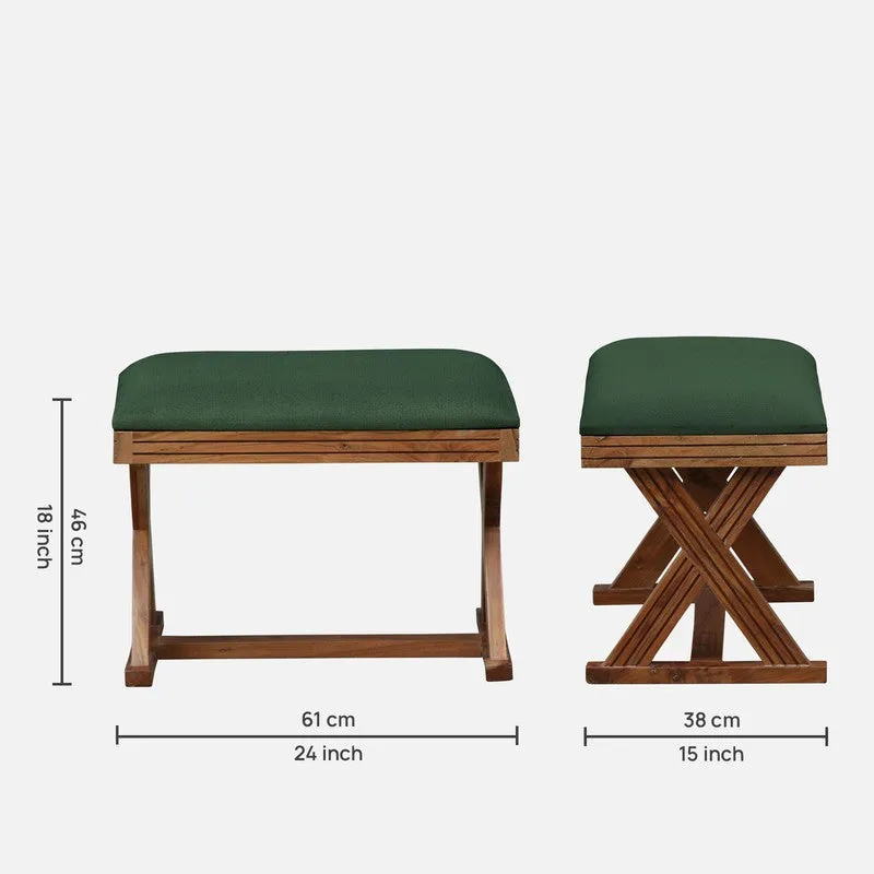 Space-Smart Sheesham Wood Ottomans & Pouffe - Green media 9