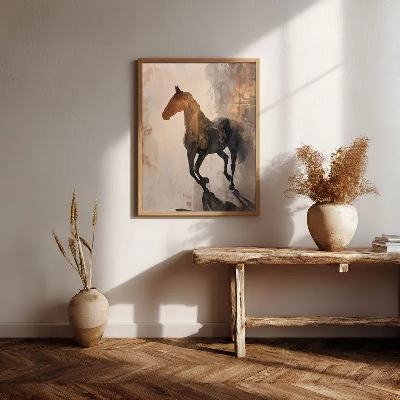 Awakened Horse Wall Painting With Brown Frame media 7