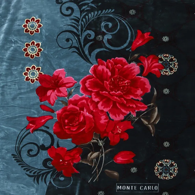 Monte Carlo Crimson Bloom Blanket (Blue,Red) - 1000 GSM media 6