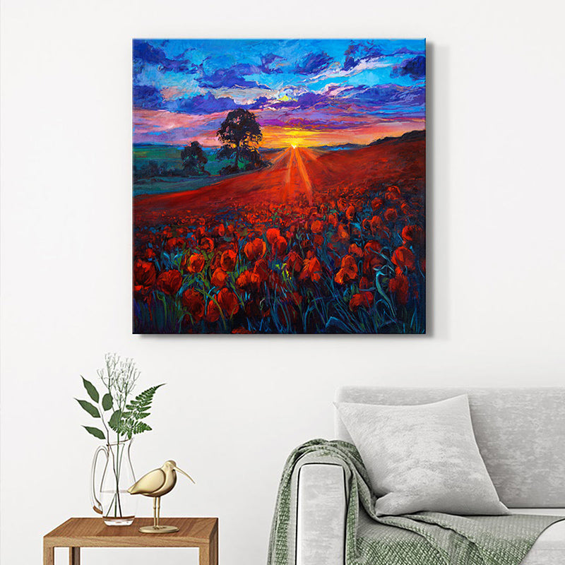 Countryside Poppy Field Wall Painting