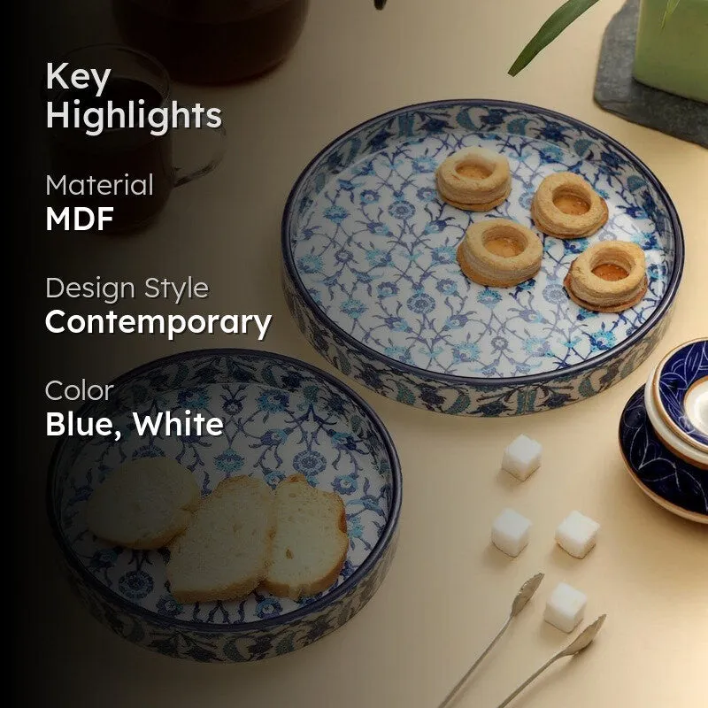 Indigo Florets Circular Serving Tray - Set Of Two media 2