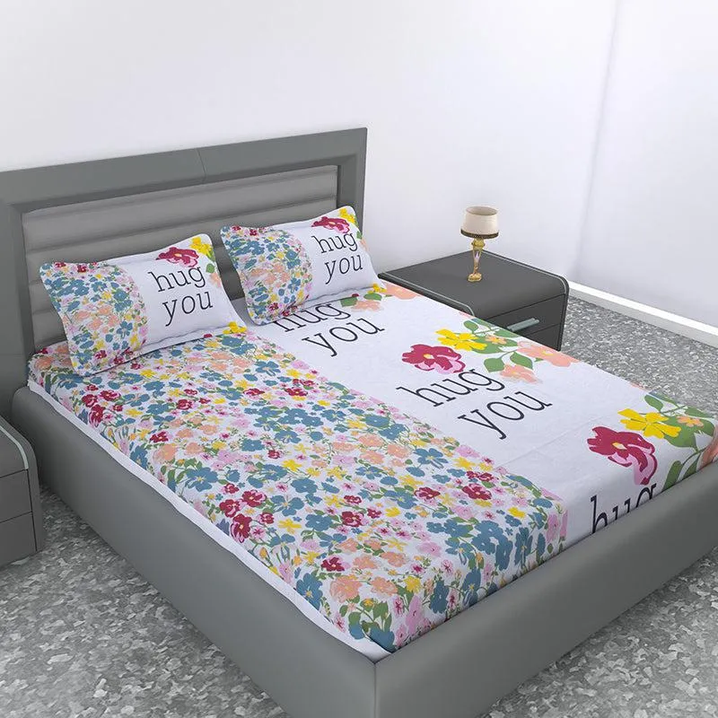 Fleur Jardin Hugs Floral Cotton Bedsheet - 144 TC media 1