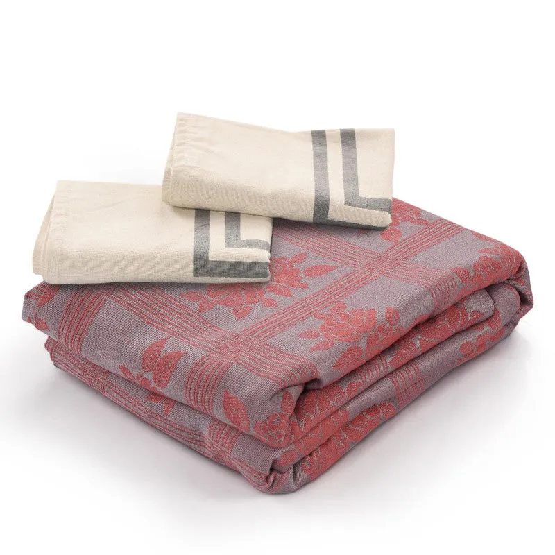 Petal Grid Cotton Bedsheet (Pink) - 224 TC media 6