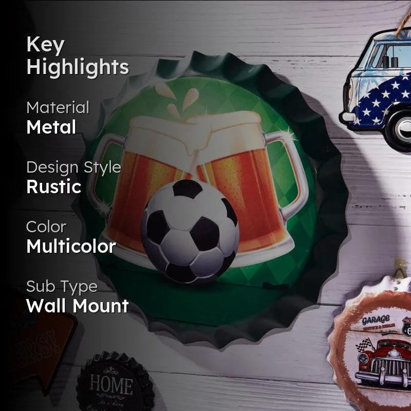 Football Beer Bottle Cap Metal Wall Accent media 2