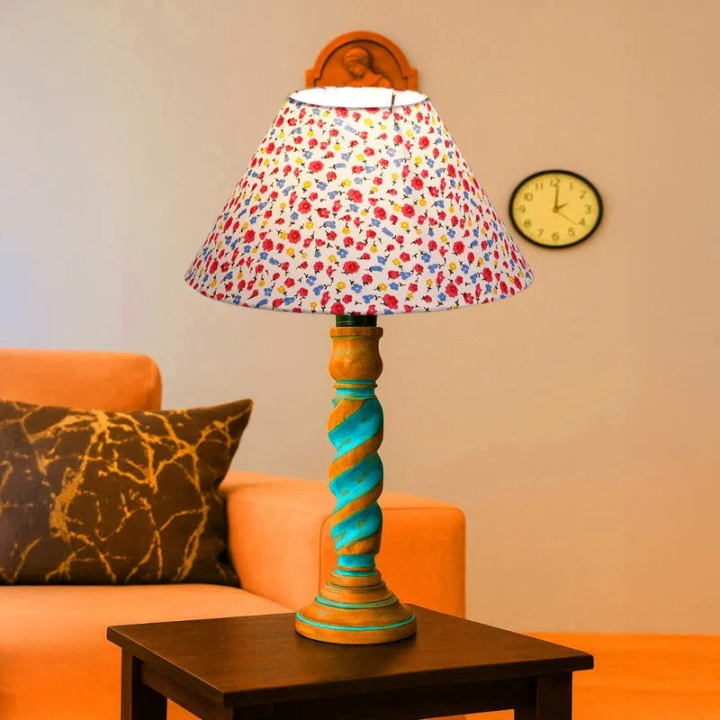 Elara Arin Floral Wooden Table Lamp - Multicolor media 3