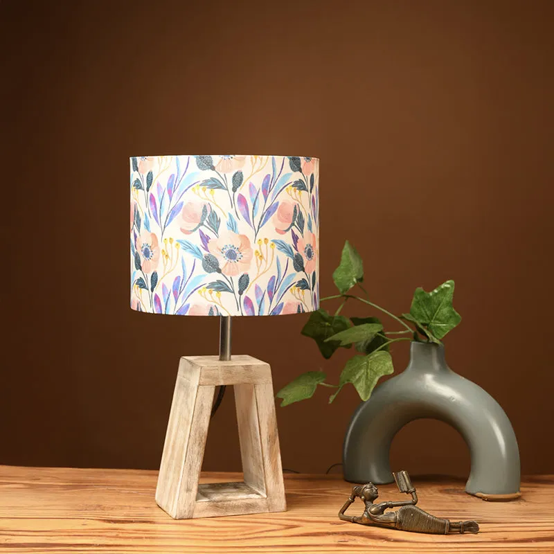 Painted Flower Fabric Table Lamp - Multicolor media 2