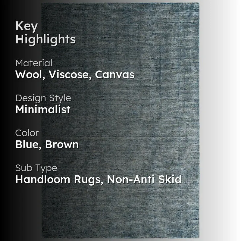 Thread Tale Hand Woven Wool Rug - Denim Blue media 2