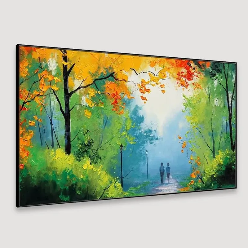 Misty Forest Walk Canvas Wall Painting With Frame media 5