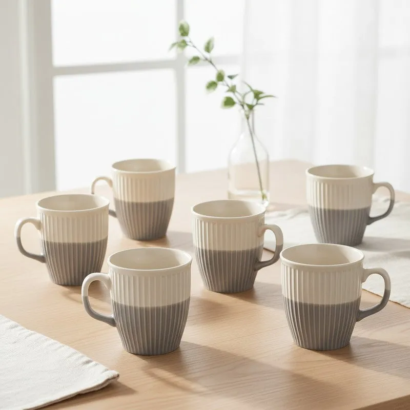 Seraphine Porcelain Tea Cup (180 mL Each,Black) - Set Of Six media 1