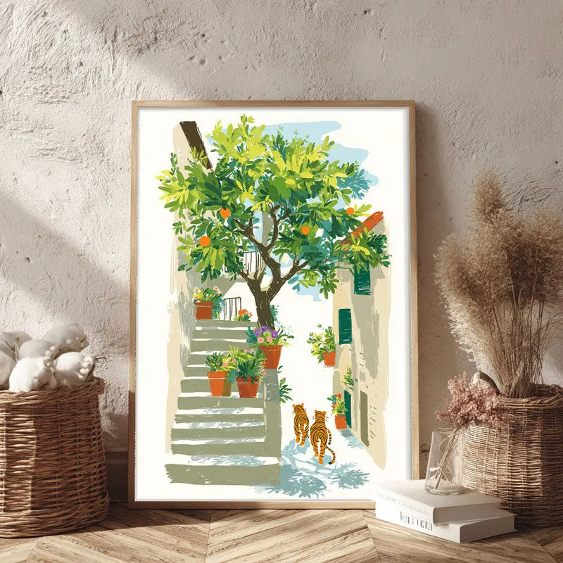 Garden Path Canvas Wall Painting - Brown Frame media 3