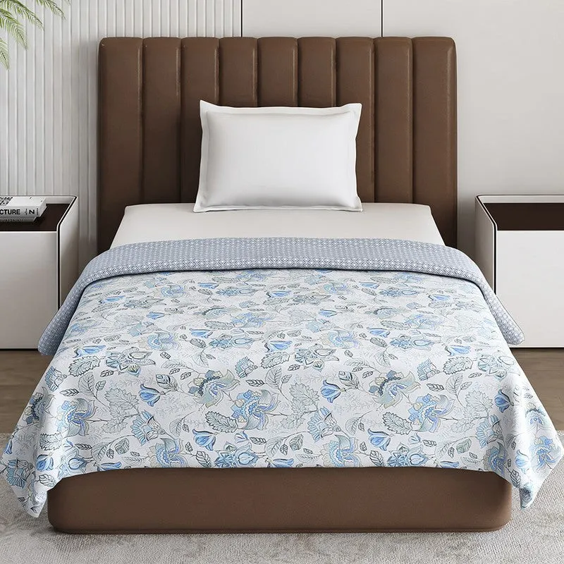 Monte Carlo Bloomella Floral Polycotton Reversible Dohar (Light Blue) - 150 GSM media 4