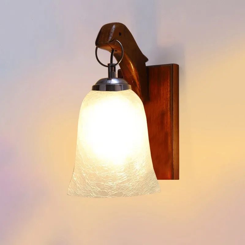 Crystal Bloom Wood Base Glass Wall Lamp media 7