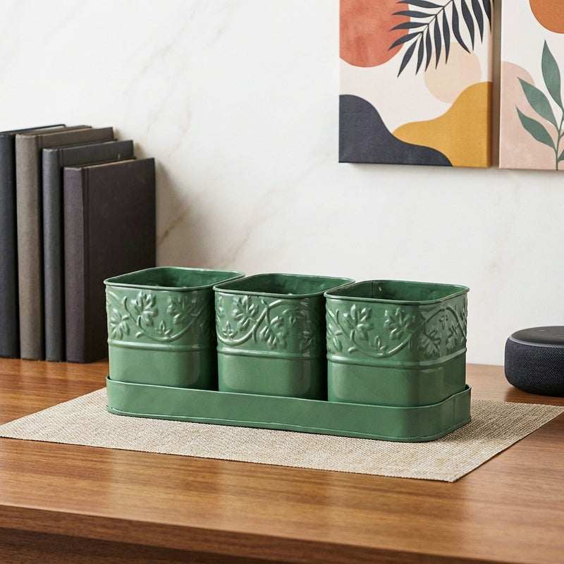 CanopyCup Planters with Tray - Green