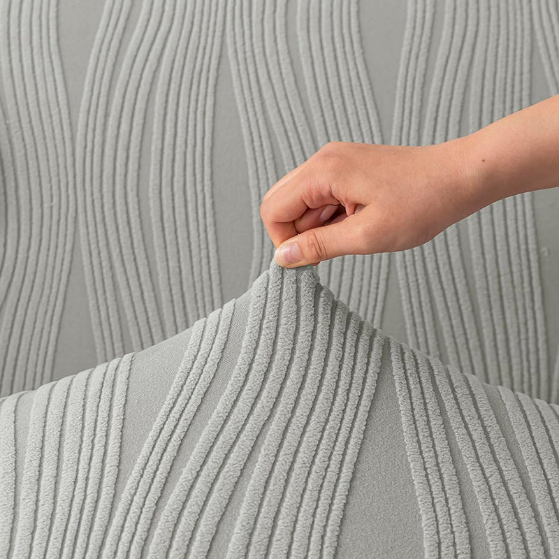 Velvet Night Solid Cotton Sofa Cover (Light Grey) - Two Seater media 5
